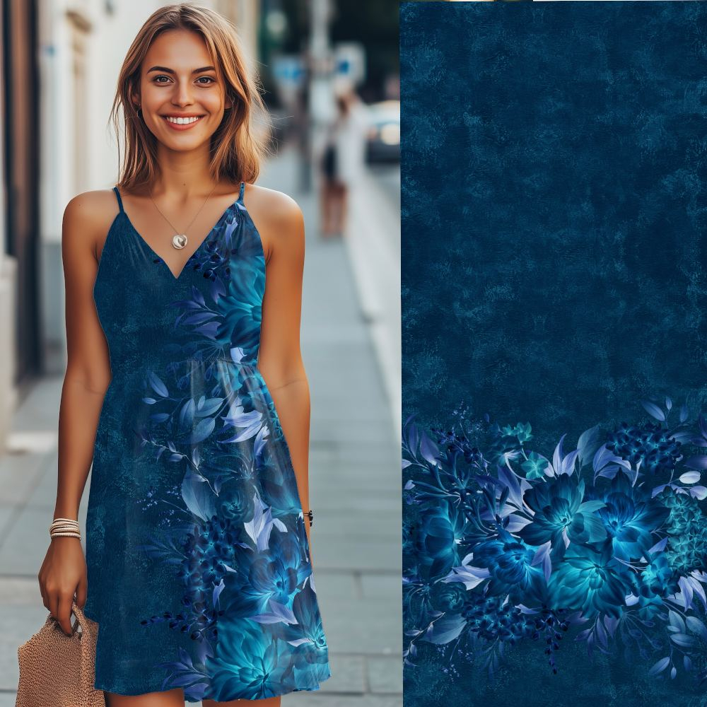 Stoff des Tages: Bio Viskosejersey mit Überbreite (Stoffbreite ca. 170 cm): Eigenproduktion Heavenly Moonlight  (Bordüre) von Graustufen-Stoffe